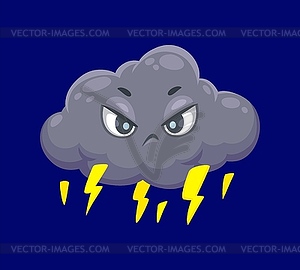 Cartoon cute lightning cloud weather character - vector clip art