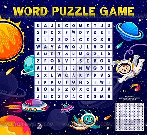 Космическая игра по поиску слов с планетами, астронавтами - изображение в формате EPS