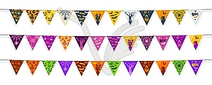 Halloween garland pennants and flags with patterns - vector clip art
