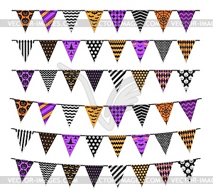 Halloween holiday garland pennants and flags - vector image