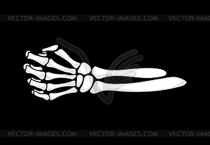 Рука скелета сжимается в жест костлявого кулака - векторная иллюстрация