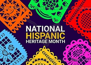 Papel picado flags on hispanic heritage banner - vector clipart