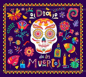Day of dead muertos mexican holiday banner - vector image