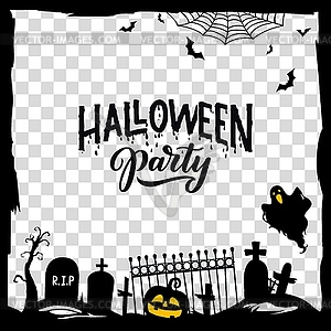 Halloween social media post black frame template - vector image