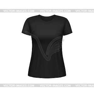 Макет одежды из черной женской футболки - изображение в векторном формате