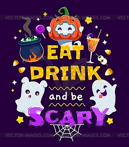 Halloween holiday party eat drink and be scary - vector clipart