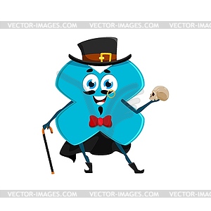 Halloween cartoon multiplication math sign costume - royalty-free vector image