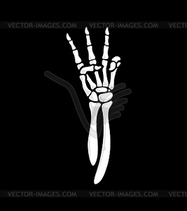 Skeleton hand forms three-fingered gesture - vector clip art