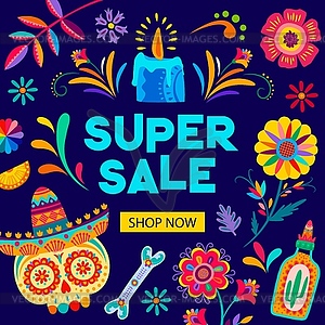 Day of Dead Dia De Los Muertos sale offer banner - vector clipart