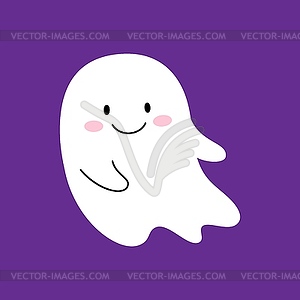 Cartoon halloween kawaii ghost adorable character - vector image