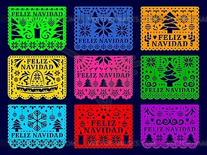 Фелис Навидад Мексиканская гирлянда флагов papel picado - векторное графическое изображение