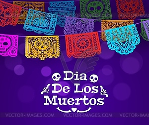 Dia de Los Muertos mexican paper cut background - vector clipart