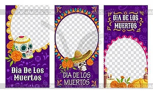 Шаблоны баннеров для социальных сетей Dia de Los Muertos - векторный эскиз
