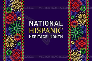 National hispanic poster with ethnic ornament - vector image