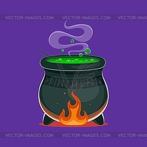 Halloween witch potion cauldron, magic poison pot - vector EPS clipart