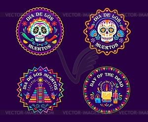 День мертвых мексиканский праздник, круговые надписи, баннеры - изображение в векторе