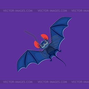 Halloween bat, horror holiday cartoon monster - vector image