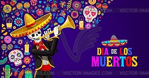 Day of dead dia de los muertos holiday banner - vector image
