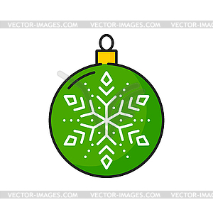 Green Christmas ball with snowflake color icon - vector image