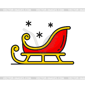 Рождественские сани со значком зимней линии \ - векторное изображение EPS