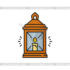 Burning lantern with candle Christmas decoration - vector image