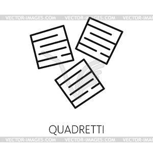 Quadretti pasta of square shape food icon - vector image