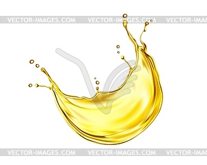 Oil or juice swirl splash with yellow gold drops - vector clipart