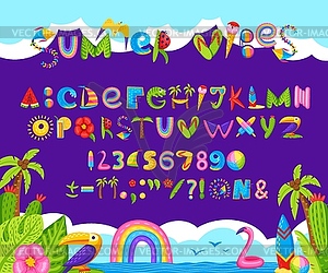 Cartoon summer font, tropical beach party type - vector EPS clipart