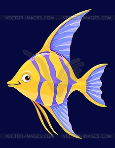 Cartoon angelfish aquarium fish funny character - stock vector clipart
