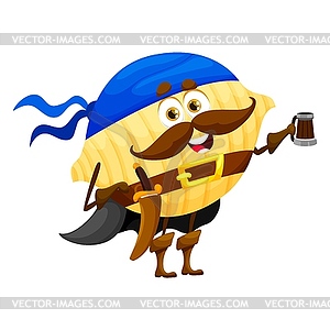 Мультяшный персонаж итальянской пасты кончилье- пират - векторное изображение EPS
