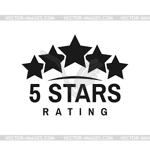 Five star rating icon, best award symbol - vector image