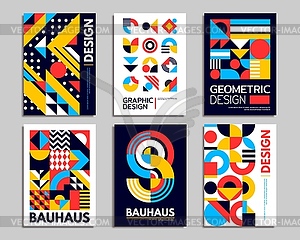 Modern abstract bauhaus posters, geometric shapes - vector clipart