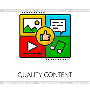 Quality content, SEM search engine marketing icon - vector EPS clipart