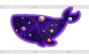 Double exposition, whale silhouette, starry galaxy - vector clipart