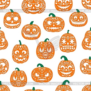 Halloween mexican pumpkins seamless pattern - vector EPS clipart