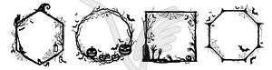 Halloween black frames with monsters silhouettes - vector image