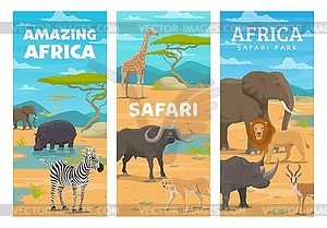Охота на сафари, парк африканских животных, охотничий спорт - клипарт в векторном формате
