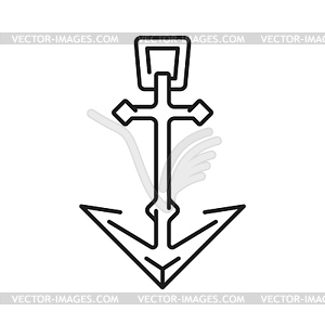 Nautical travel or cargo vessel anchor line icon - vector image