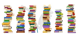 Book stacks, college library or knowledge concept - vector image