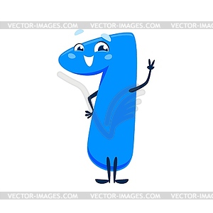 Cartoon cute funny number one playful character - vector clipart