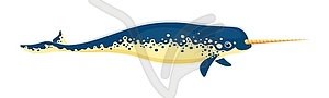 Narwhal animal character, sea unicorn - vector image