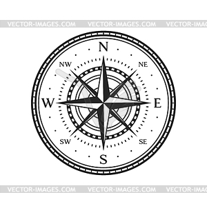 Старый компас, старинная карта, античный символ розы ветров - векторный клипарт