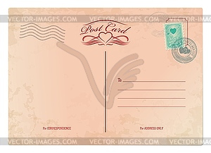 Старинная открытка на день Святого Валентина, ретро-почтовые отправления - векторный дизайн