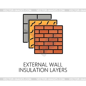 External wall thermal insulation layer icon - vector clipart