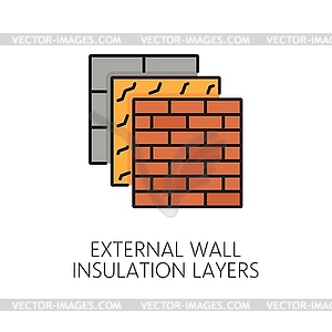 Значок слоя теплоизоляции внешней стены - векторный графический клипарт