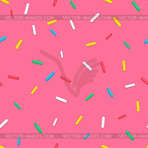 Фон с бесшовным рисунком, посыпанный конфетами-пончиками - векторный клипарт EPS