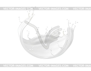 Round milk cream or yogurt white flow splash - vector image