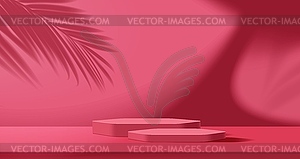 Realistic 3d red or bright maroon cosmetics podium - vector clip art