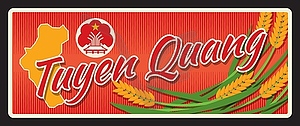 Tuyen Quang vietnamese province retro travel plate - vector image