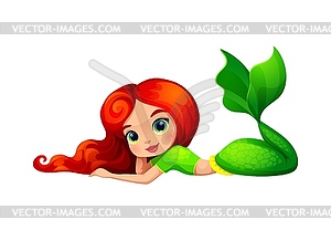 Mermaid, cartoon girl character, cute sea princess - vector clipart